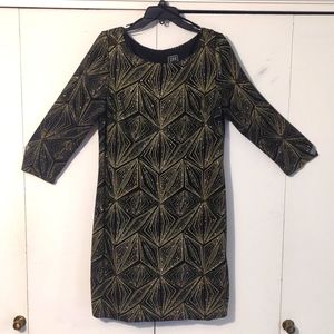 JH Evenings Black and Gold Dress